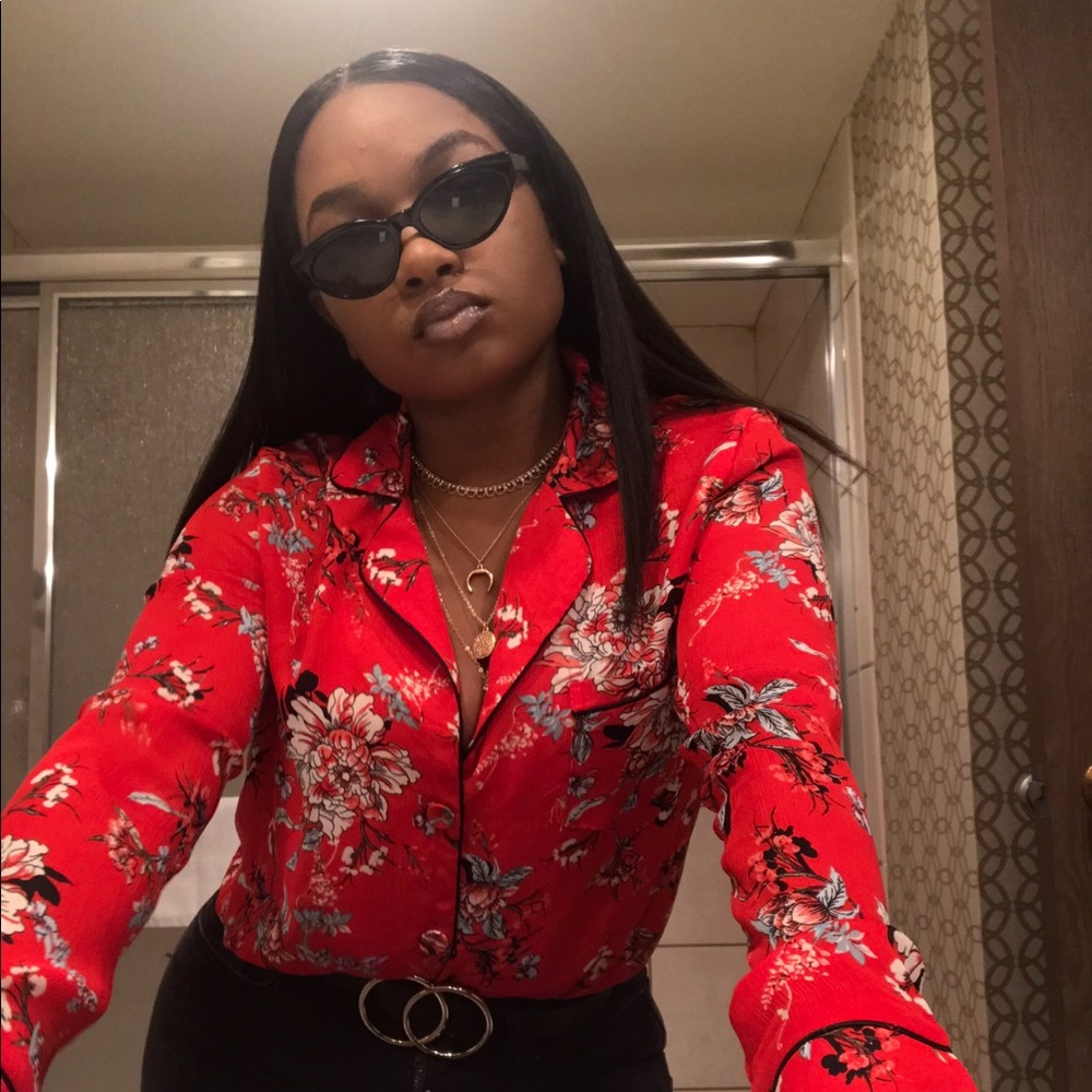 ASOS Red Floral  Blouse